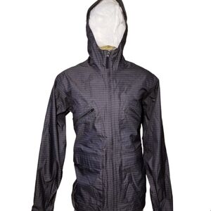 BURTON SKEET MEN HOODED DARK GRAY  STRIPED JACKET WINDBREAKER  DRYRIDE SIZE L
